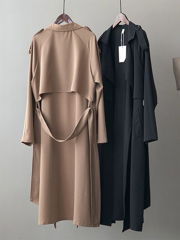 Trenci lung pentru femei de primăvară SEDUTMO Trenci de modă Trench de vânt vintage cu buzunar supradimensionat Îmbrăcăminte elegantă de birou cu centură ED1859