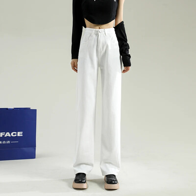 ZOENOVA Y2K 2023 Blugi drepți eleganti, drapei largi de damă, cu picioare late, cu ștergerea pantalonilor drepti, casual, clasici, versatili, blugi mom