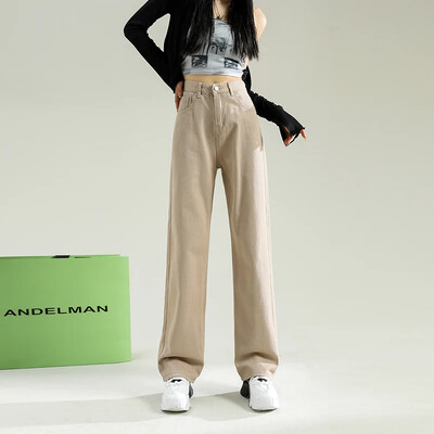 ZOENOVA Y2K 2023 Blugi drepți eleganti, drapei largi de damă, cu picioare late, cu ștergerea pantalonilor drepti, casual, clasici, versatili, blugi mom