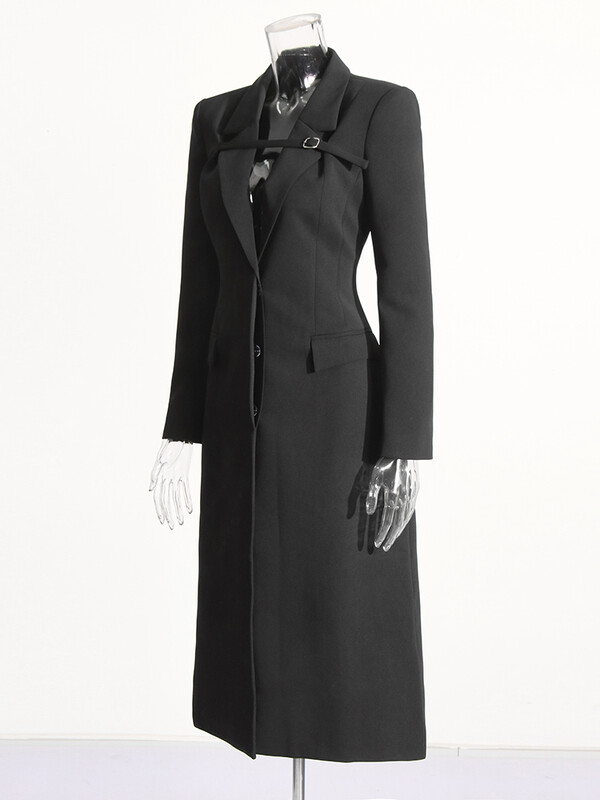 TWOTWINSTYLE Solid salendav temperament kaevur naistele sälkudega kraega pikkade varrukatega tuunika Patchwork vöömantlid Naiste mood