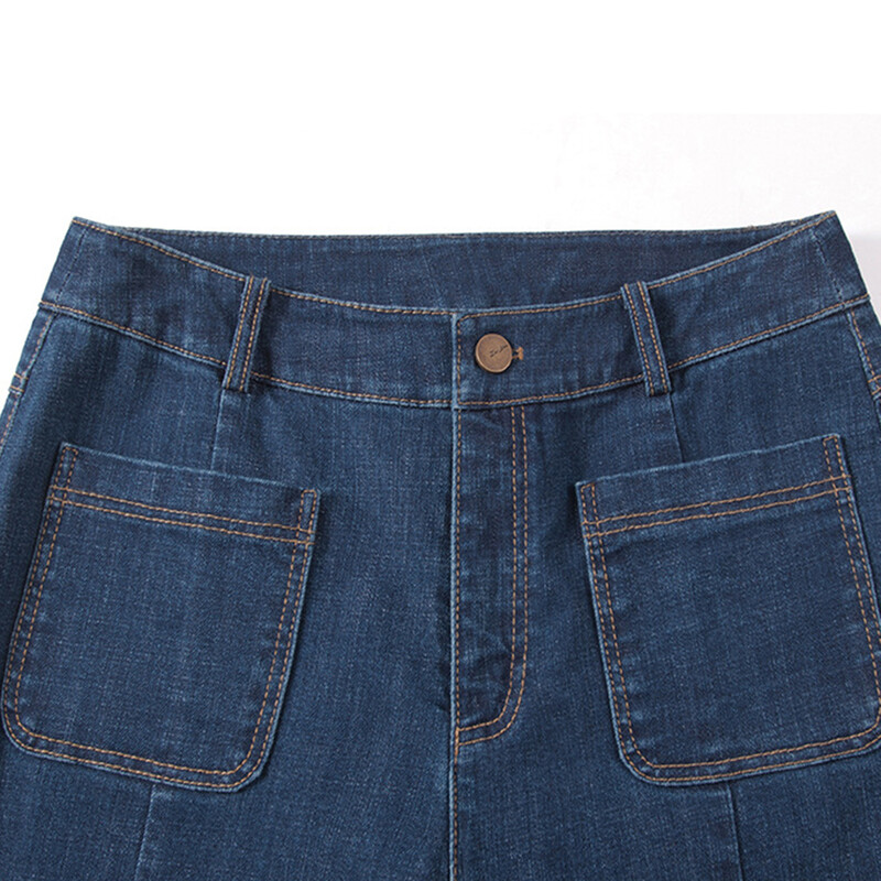 Blugi din denim evazați pentru femei, cu picior lat, pentru primăvară, toamnă, pentru femei, cu talie înaltă elastică, picior drept, elastic, la modă, buzunar