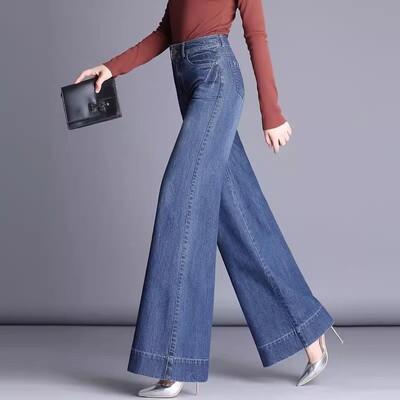 NOI de primăvară toamnă blugi cu talie înaltă femei coreeană cu picior lat temperament pantaloni subțiri din denim evazați pantaloni de femeie de dimensiune mare