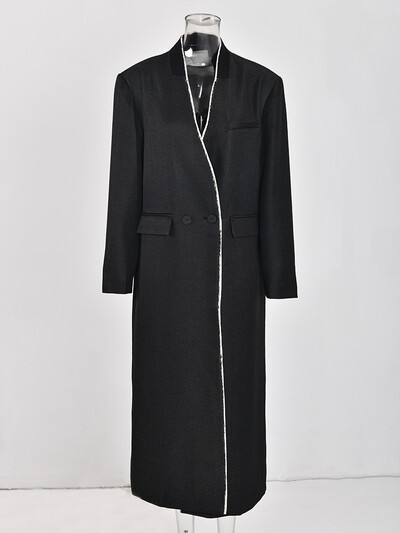 [LANMREM] Elegantne kontorinaise tutidisainiga tuulejakk, naiste kaherealine temperament, pikad naiste mantlid 2024, uus