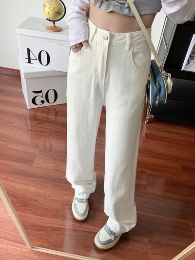 ZHISILAO Blugi drepți, clasici, de epocă, pentru femei, pantaloni largi cu talie înaltă din denim, îmbrăcăminte de stradă 2023