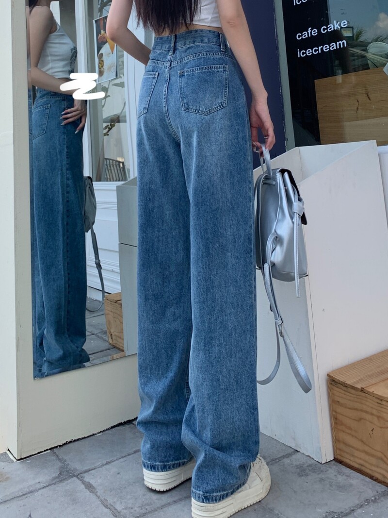 ZHISILAO Blugi drepți, clasici, de epocă, pentru femei, pantaloni largi cu talie înaltă din denim, îmbrăcăminte de stradă 2023