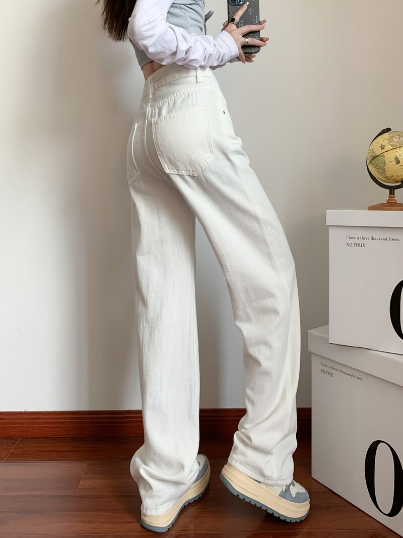 ZHISILAO Blugi drepți, clasici, de epocă, pentru femei, pantaloni largi cu talie înaltă din denim, îmbrăcăminte de stradă 2023