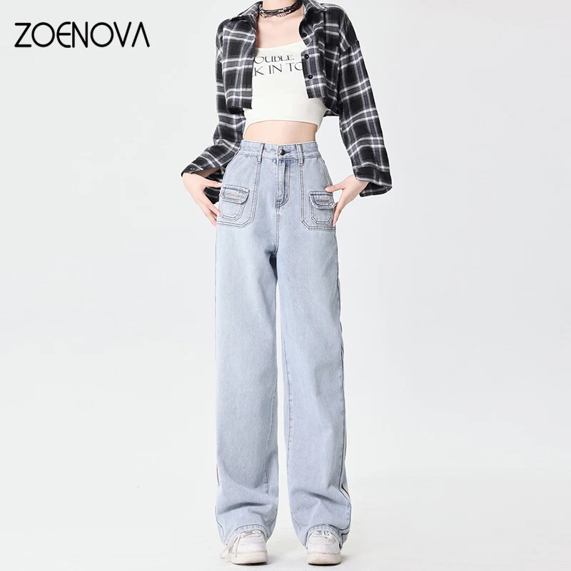 ZOENOVA kevad uus pehme puuvillane naiste teksad Mood lahe tüdruk Street Y2K sirged laiad püksid vabaaja kontorirõivad püksid