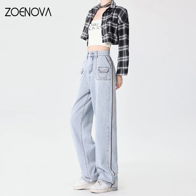 ZOENOVA kevad uus pehme puuvillane naiste teksad Mood lahe tüdruk Street Y2K sirged laiad püksid vabaaja kontorirõivad püksid