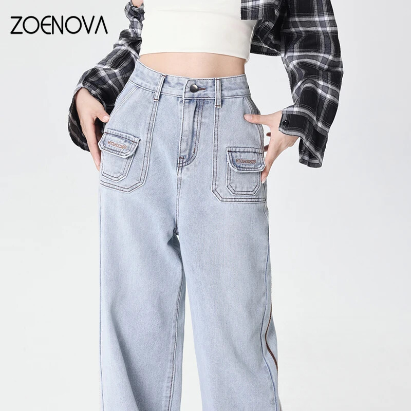 ZOENOVA kevad uus pehme puuvillane naiste teksad Mood lahe tüdruk Street Y2K sirged laiad püksid vabaaja kontorirõivad püksid
