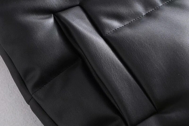 Sügistalvine PU-nahast mantel naiste mustad kraevestid naiste moes lukuga elegantsed lühikesed vestid naistele