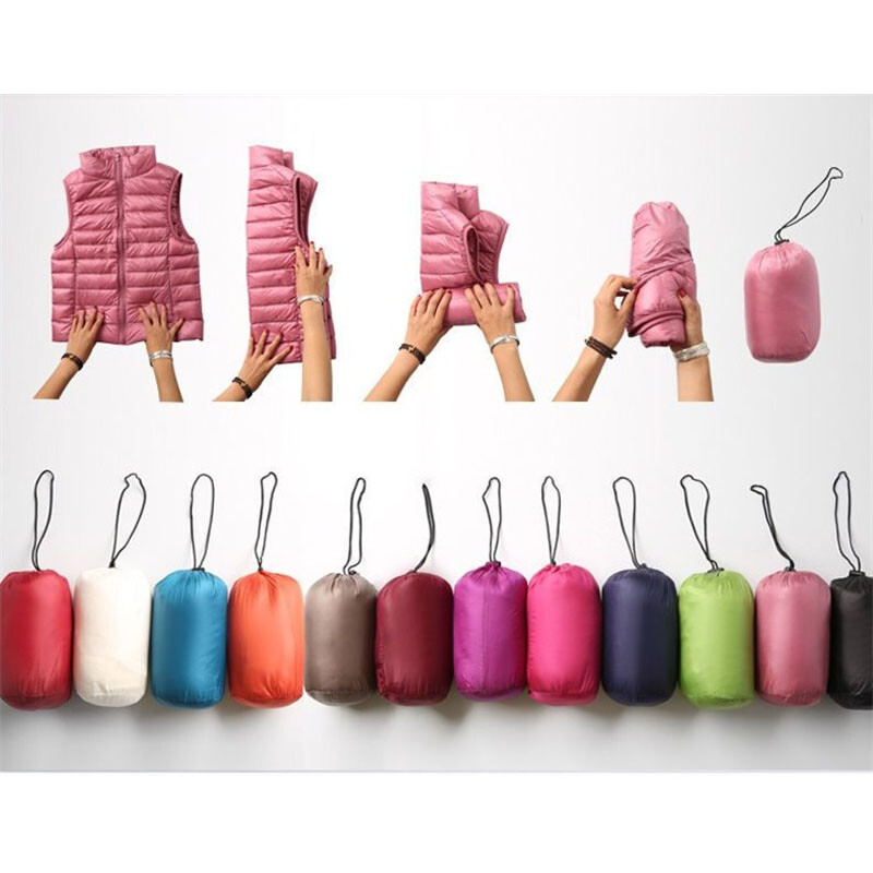 2023 Γυναικείο τζάκετ με πούπουλα πάπιας Φθινοπωρινό χειμωνιάτικο αμάνικο γιλέκο Ζεστό ελαφρύ φουσκωτό μπουφάν Γυναικεία μπλούζες Outwear 8XL