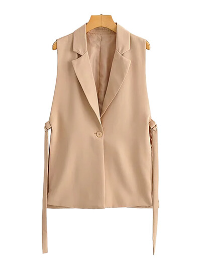 TRAF Moda pentru femei, cu robinete, ventilații laterale, vestă, vintage, fără mâneci, cu nasturi în față, îmbrăcăminte exterioară pentru femei, vestă șic
