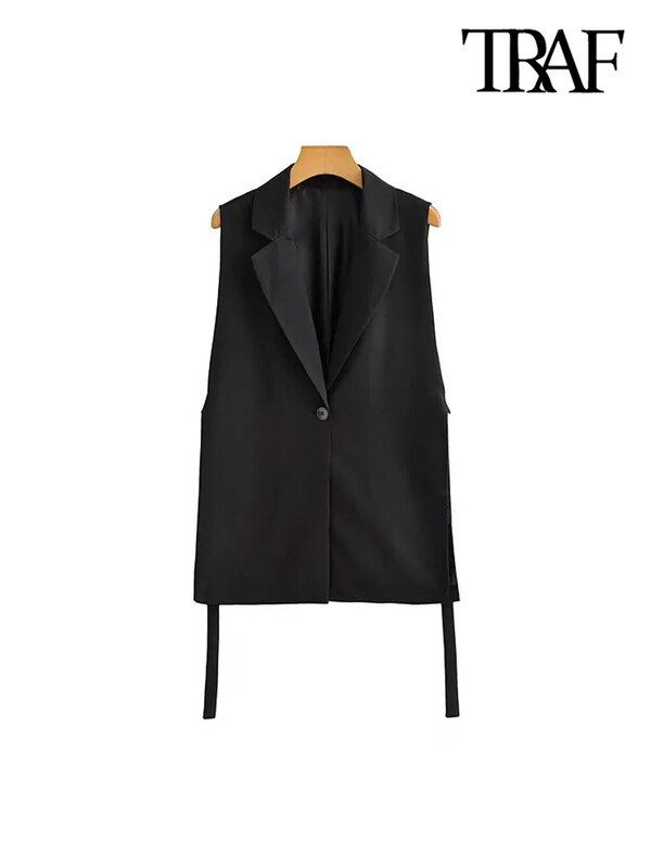TRAF Moda pentru femei, cu robinete, ventilații laterale, vestă, vintage, fără mâneci, cu nasturi în față, îmbrăcăminte exterioară pentru femei, vestă șic
