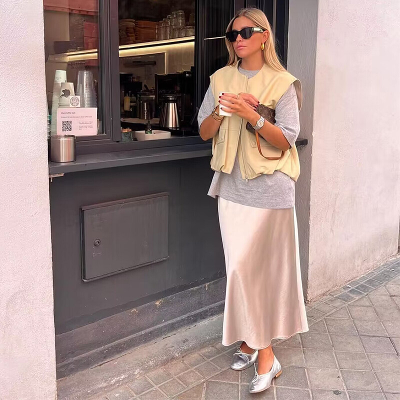 TRAF Ženski skraćeni prsluk, modni prsluk s patentnim zatvaračem s O izrezom, Ženski široki prsluci bez rukava, Kaputi, ženske šik majice