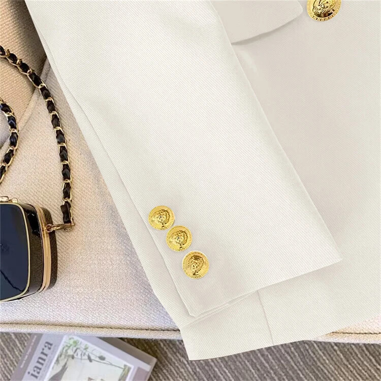 Costum elegant de modă coreeană, haină de birou pentru damă, cu mânecă lungă, jachetă cu două piept, pentru femei, maro solid, blazer drept pentru femei