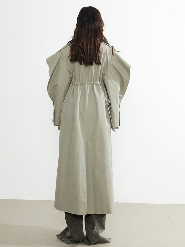 PlusizeShe Primăvară Toamnă Lung, Elegant șic Trench pentru femei cu Snur în talie Îmbrăcăminte de lux de designer