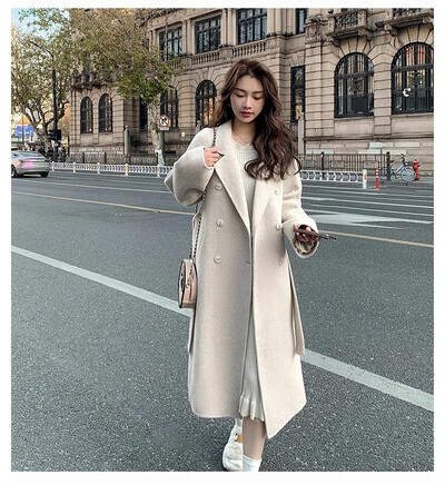 Sügistalv 2024 uusaasta väike moedisain Sense Trench mantel Villane mantel naiste Senior Sense pikk villane mantel