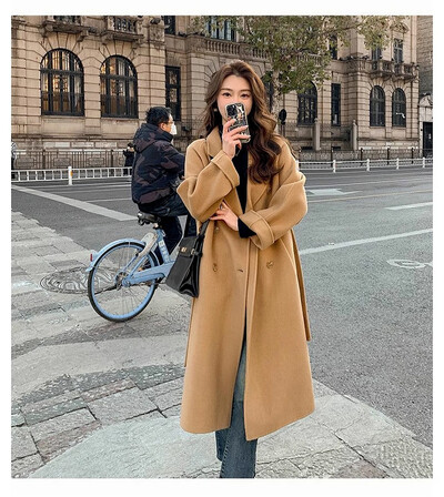 Sügistalv 2024 uusaasta väike moedisain Sense Trench mantel Villane mantel naiste Senior Sense pikk villane mantel