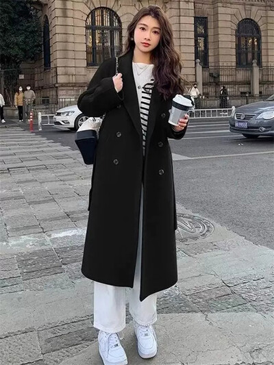 Sügistalv 2024 uusaasta väike moedisain Sense Trench mantel Villane mantel naiste Senior Sense pikk villane mantel