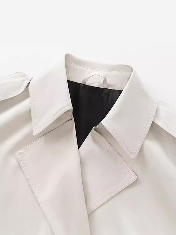 Paltonă de modă cu guler răsturnat împotriva vântului pentru femei, cu mânecă lungă, cu buzunare la două piept, paltoane, toamnă șic, topuri de stradă