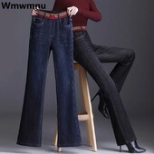 Skinny elastične traperice s visokim strukom, rastezljive traper hlače veličine 33, vintage ravne Vaqueros ležerne ženske jesenske hlače