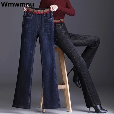 Blugi skinny elastici cu talie înaltă evazați Stretch Plus Size 33 Pantaloni din denim Vintage Drepți Vaqueros Casual Femei Pantaloni de toamnă