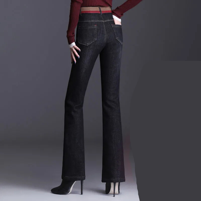 Skinny elastične traperice s visokim strukom, rastezljive traper hlače veličine 33, vintage ravne Vaqueros ležerne ženske jesenske hlače