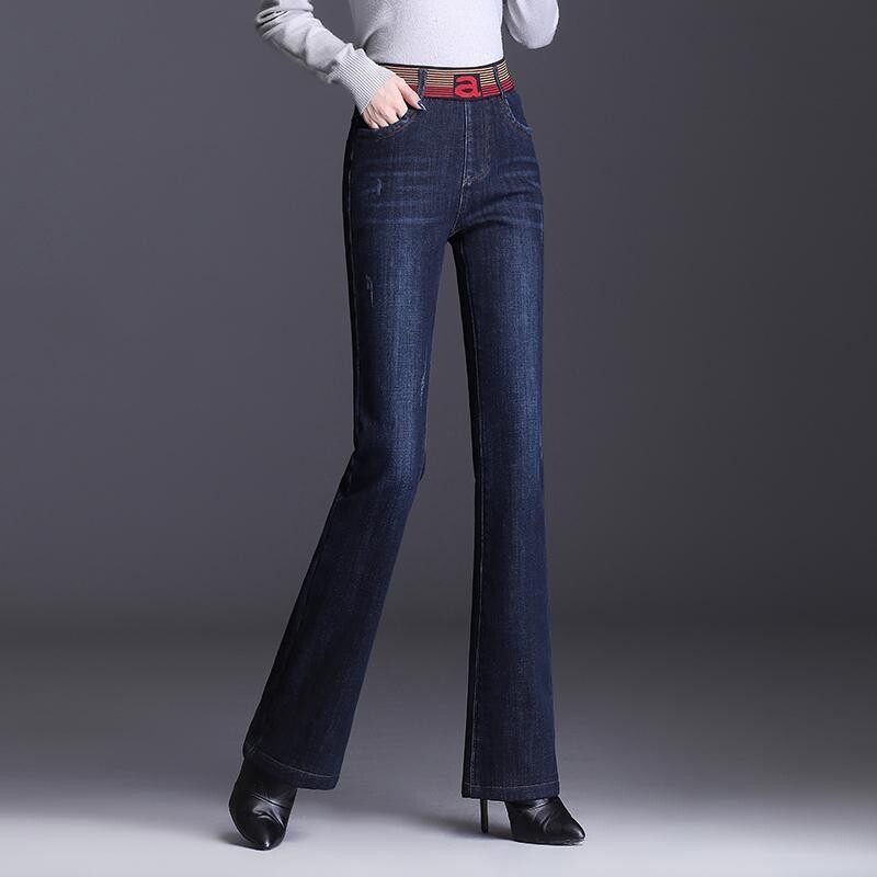 Skinny elastične traperice s visokim strukom, rastezljive traper hlače veličine 33, vintage ravne Vaqueros ležerne ženske jesenske hlače