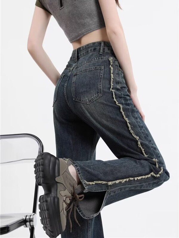 Blugi Y2k de damă Harajuku Anii 90 Pantaloni de blugi supradimensionați, în stil japonez al anilor 2000, Pantaloni drepți, haine vintage trash