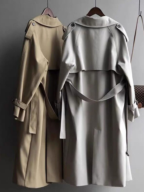 Γυναικείες φαρδιά μακριά ζώνη Abrigos Κορεάτικες Κλασικές καμπαρντίνες με διπλό στήθος Ανοιξιάτικο φθινόπωρο Streetwear Casual Εξωτερικά ρούχα Gabardina Νέα