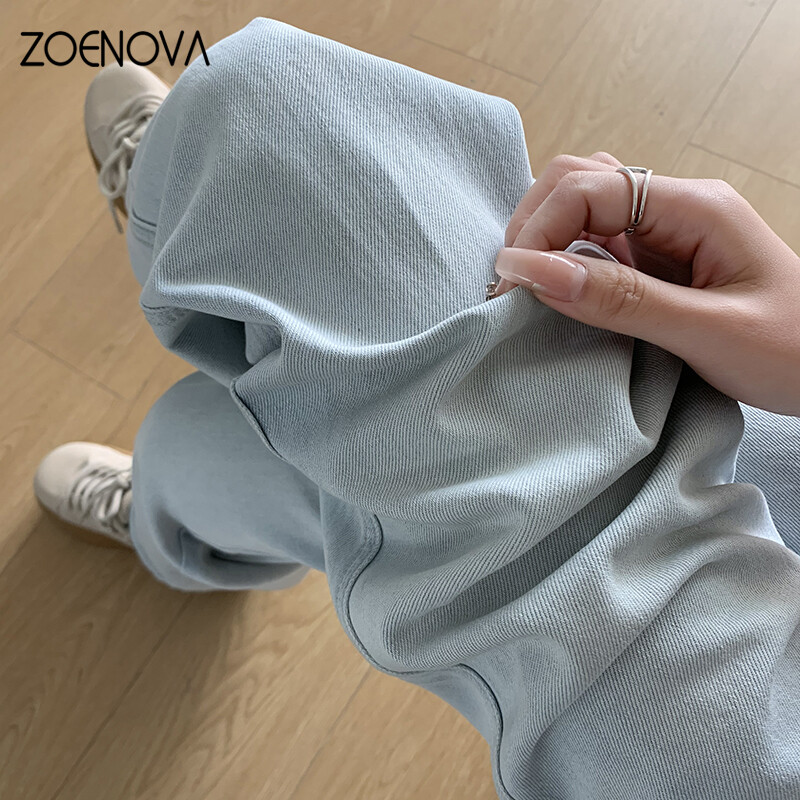 ZOENOVA Tencel Hlače sa širokim nogavicama visokog struka Ženske nove ravne traperice za ljeto 2024. Ulične ležerne široke svestrane traper hlače