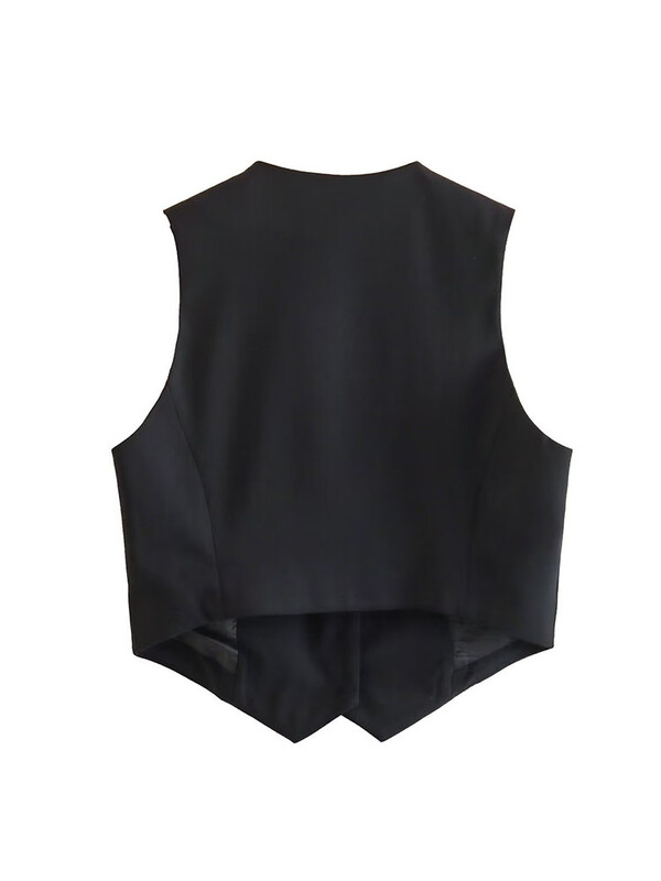 Κομμένο γιλέκο Γυναικείο Γιλέκο Μόδα Κουμπιά Μπλούζες Vintage V λαιμόκοψη Αμάνικα Παλτό Εξωτερικά Λευκό Μαύρο Σικ Σακάκι