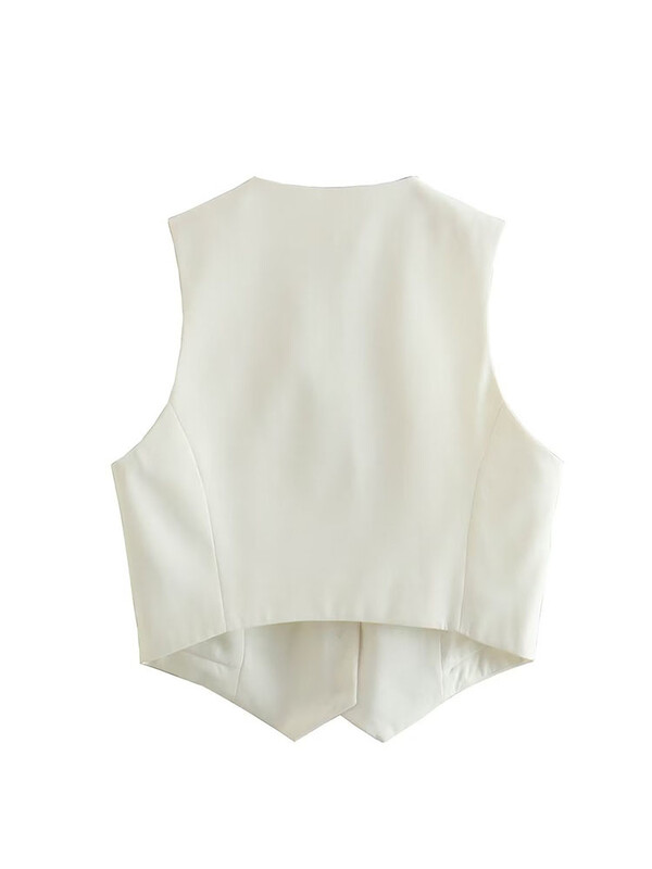 Κομμένο γιλέκο Γυναικείο Γιλέκο Μόδα Κουμπιά Μπλούζες Vintage V λαιμόκοψη Αμάνικα Παλτό Εξωτερικά Λευκό Μαύρο Σικ Σακάκι