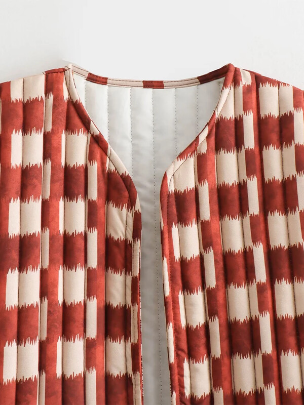 Willshela Jachetă fără mâneci imprimată pentru femei, vestă vintage cu decolteu în V, maiuri pentru femei șic