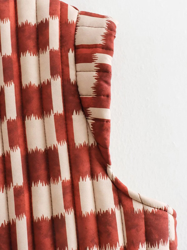 Willshela Jachetă fără mâneci imprimată pentru femei, vestă vintage cu decolteu în V, maiuri pentru femei șic