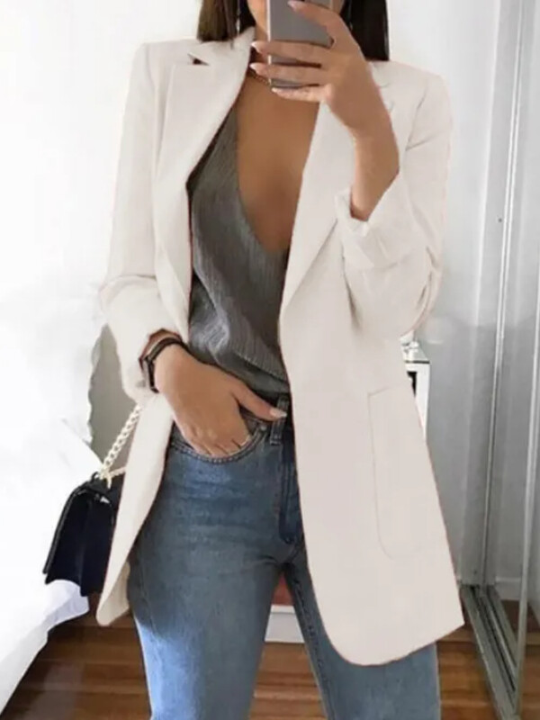 Σακάκι κοστούμι Γυναικείο Blazer Ρούχα Ζακέτα Φθινοπωρινό Χειμερινό Πανωφόρι Μασίφ μεγάλο Topcoat Σακάκι πέτο Grace Fashion Εξωτερικά ρούχα