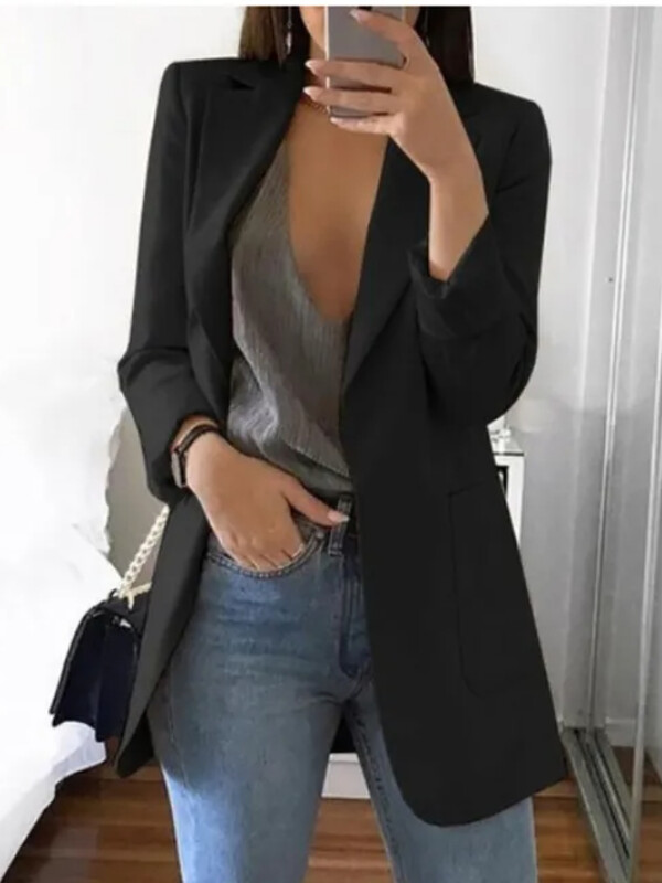 Σακάκι κοστούμι Γυναικείο Blazer Ρούχα Ζακέτα Φθινοπωρινό Χειμερινό Πανωφόρι Μασίφ μεγάλο Topcoat Σακάκι πέτο Grace Fashion Εξωτερικά ρούχα