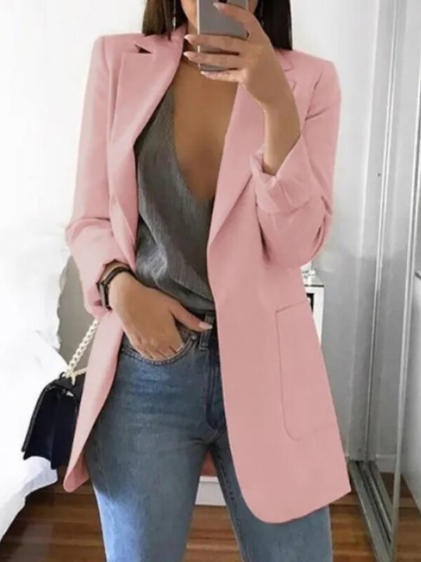 Σακάκι κοστούμι Γυναικείο Blazer Ρούχα Ζακέτα Φθινοπωρινό Χειμερινό Πανωφόρι Μασίφ μεγάλο Topcoat Σακάκι πέτο Grace Fashion Εξωτερικά ρούχα