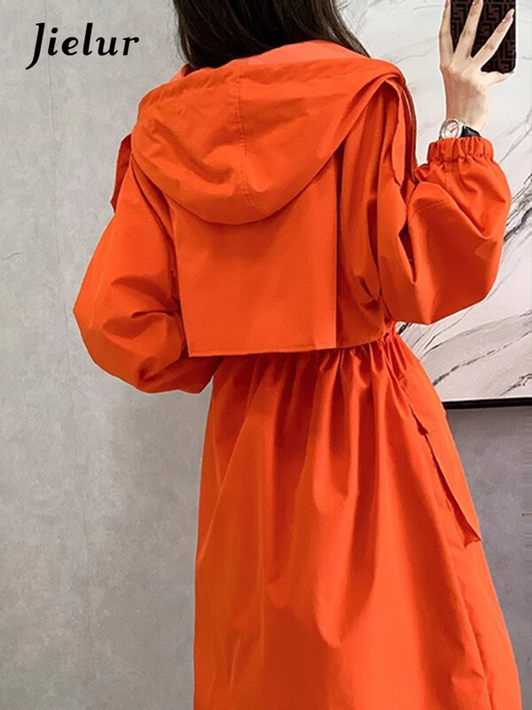 Jielur novi široki ženski trenč kaput, jednobojni, ležerni, ravni, elegantni, trenč kaput s džepovima i patentnim zatvaračem