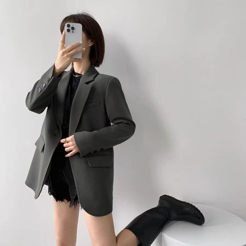 Moodsad, trendikad tänavarõivad, bleiserid naistele, vanad vabad kõrge kvaliteediga ülikonnad, jakid naistele, sügistalvine Korea kontorimantel