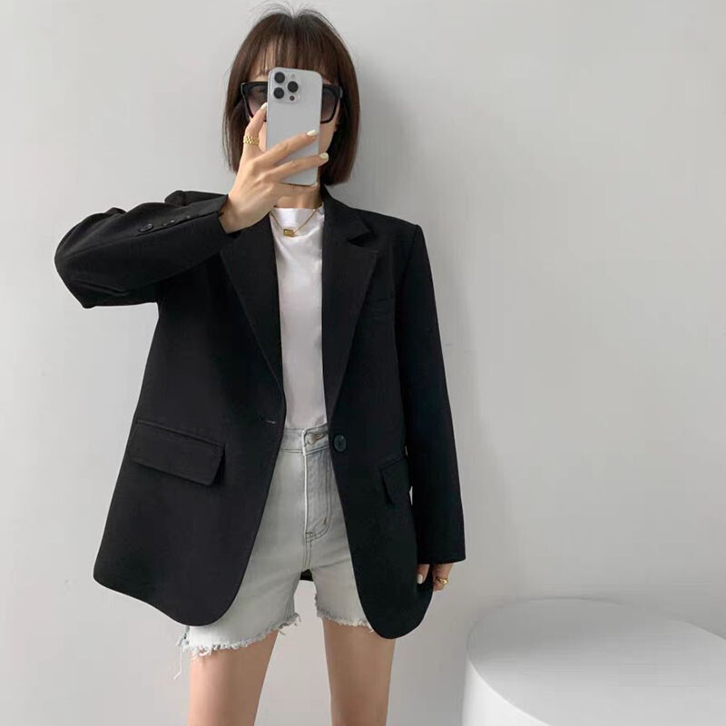 Moodsad, trendikad tänavarõivad, bleiserid naistele, vanad vabad kõrge kvaliteediga ülikonnad, jakid naistele, sügistalvine Korea kontorimantel