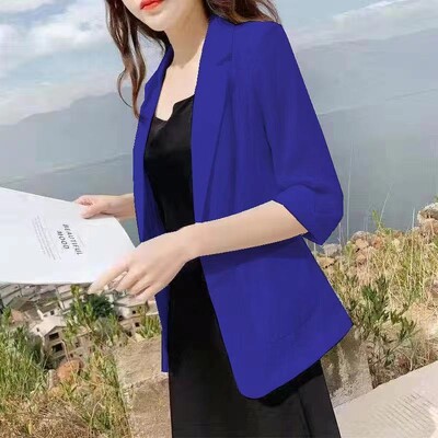 Blazer mic pentru femei, bumbac, in, 2024, nou jachetă de costum scurtă de vară, coreeană, ocazională, îmbrăcăminte de protecție solară de vară, mărime mare, S-5XL