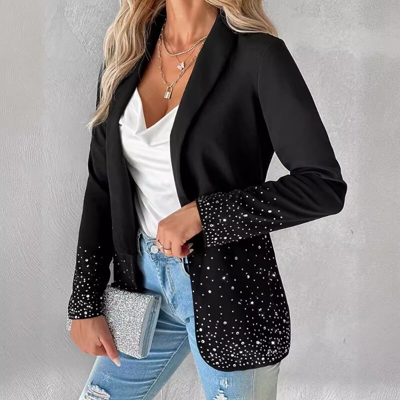 2024 Пролет Есен Ново дамско облекло Персонализирано стегнато до кръста костюмно яке с кристали Блейзър