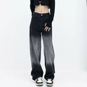 Blugi negri cu talie înaltă pentru slăbire, cu picioare drepte, pentru femei, noi sosiri toamnă/iarnă Plus Assess