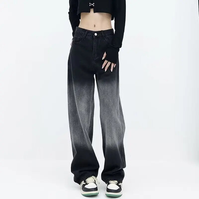 Blugi negri cu talie înaltă pentru slăbire, cu picioare drepte, pentru femei, noi sosiri toamnă/iarnă Plus Assess