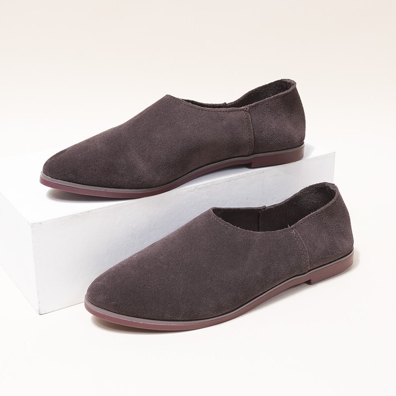 AIYUQI balerinke Ženske cipele od prave kože velike veličine 41 42 43 Ženske mokasine sa šiljatim prstima