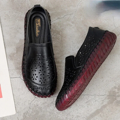 XIHAHA vară femei femei femei mamă pantofi din piele naturală pantofi pantofi mocasini de primăvară slip on hollow pantofi femei pantofi de dans