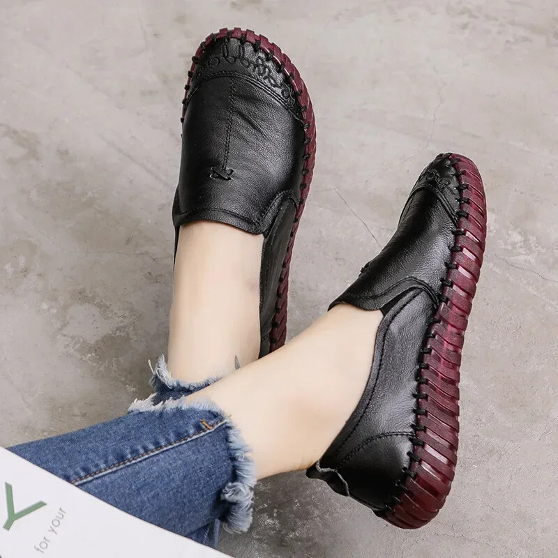 XIHAHA vară femei femei femei mamă pantofi din piele naturală pantofi pantofi mocasini de primăvară slip on hollow pantofi femei pantofi de dans