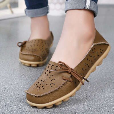 Nove mokasine Ženske ravne cipele Izrezane jesenske ženske mokasine Prava koža Ženske cipele Natikače Baletne Ženske cipele velike veličine