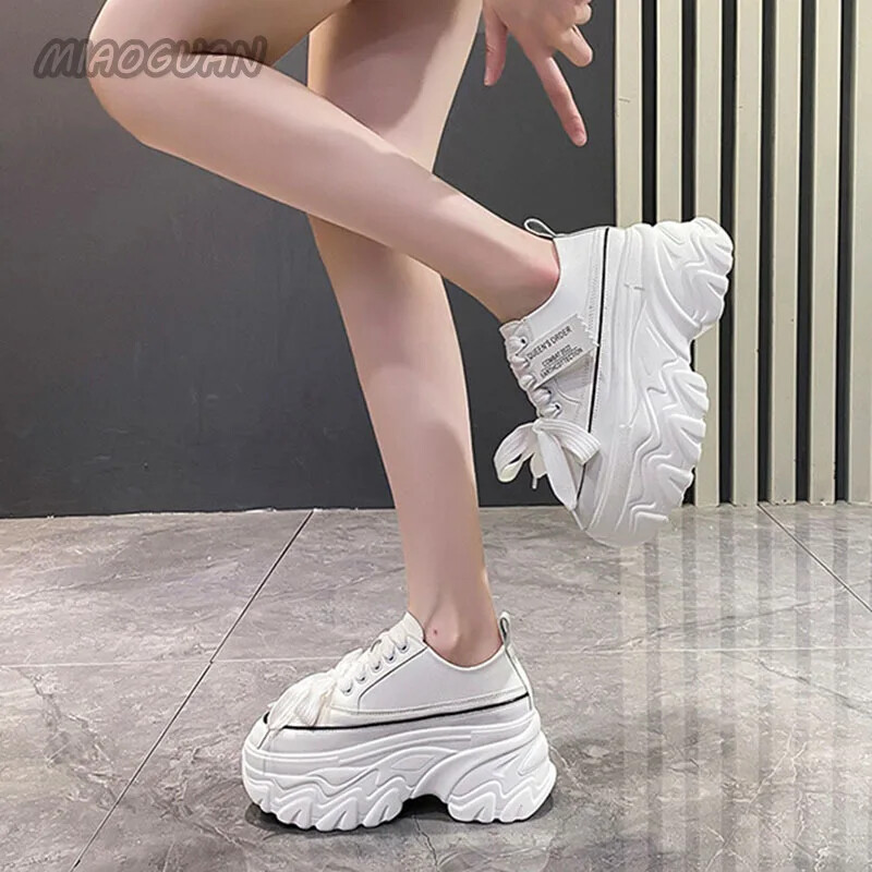 Naiste tossud platvorm kiilud sügismood kingad naiste nöörid valged suvejalatsid platvorm paksu põhjaga Tenis Feminino